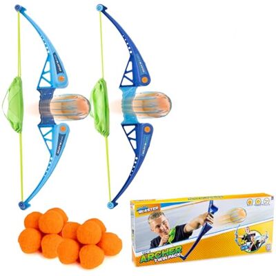 Toyrific Aqua Blaster Archer Twin Pack, Kids Bow Launcher Toy with 2 Bows and 12 Soft Cotton Balls, Outdoor Slingshot Bow for Summer Fun, Garden Games, Water Play and Pool Party Activities for Two Toyrific Aqua Blaster Archer Twin Pack, Kids Bow Launcher Toy with 2 Bows and 12 Soft Cotton Balls, Outdoor Slingshot Bow for Summer Fun, Garden Games, Water Play and Pool Party Activities for Two