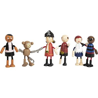 Small Foot Wooden Pirate Bending Dolls, 5 pirates and 1 monkey, richly detailed and flexible, ages 3+ years, 12412 Small Foot Wooden Pirate Bending Dolls, 5 pirates and 1 monkey, richly detailed and flexible, ages 3+ years, 12412
