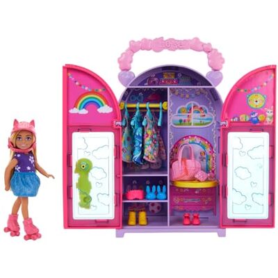 Barbie Chelsea Doll & Closet Toy Playset with 15 Pieces Clothes & Accessories Included, Foldable Set for On-The-Go Play & Storage, HXN03 Barbie Chelsea Doll & Closet Toy Playset with 15 Pieces Clothes & Accessories Included, Foldable Set for On-The-Go Play & Storage, HXN03