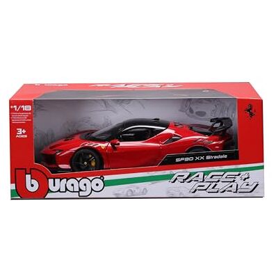 Bburago Ferrari SF90 XX Stradale 1/18 Rosso Corsa with Black Roof Collectible Metal Model Car Reduced Model Official Ferrari Collector Edition Bburago Ferrari SF90 XX Stradale 1/18 Rosso Corsa with Black Roof Collectible Metal Model Car Reduced Model Official Ferrari Collector Edition