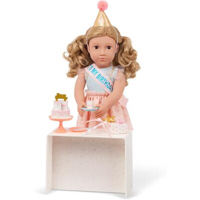 Our Generation – 18-Inch Birthday Doll – Lifelike Brown Eyes & Wavy Dark – Blonde Hair – Party Hat, Cake & Celebratory Accessories – Pretend Play 3+ Years – Romy Our Generation – 18-Inch Birthday Doll – Lifelike Brown Eyes & Wavy Dark – Blonde Hair – Party Hat, Cake & Celebratory Accessories – Pretend Play 3+ Years – Romy