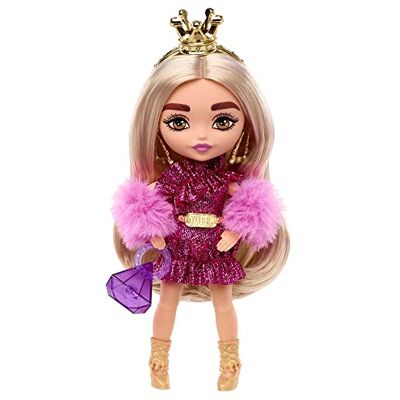 Barbie BRAND Extra Minis Doll #8 (5.5 in) Wearing Shimmery Dress & Furry Shrug, with Doll Stand & Accessories, Toy for Kids Ages 3 Years Old & Up, Multicolor, HJK67 Barbie BRAND Extra Minis Doll #8 (5.5 in) Wearing Shimmery Dress & Furry Shrug, with Doll Stand & Accessories, Toy for Kids Ages 3 Years Old & Up, Multicolor, HJK67