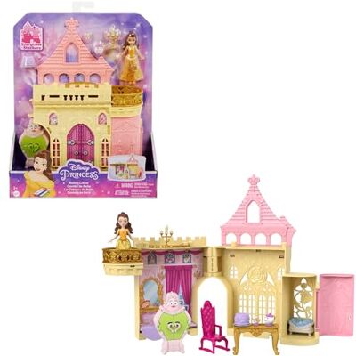 Mattel Disney Princess Toys, Belle Stackable Castle Doll House Playset with Small Doll and 8 Pieces, Inspired by the Disney Movie, Kids Travel Toys and Gifts Mattel Disney Princess Toys, Belle Stackable Castle Doll House Playset with Small Doll and 8 Pieces, Inspired by the Disney Movie, Kids Travel Toys and Gifts