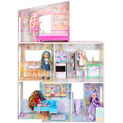 Rainbow High Color & Play 3-Story Doll House Design All Walls and Floors with Washable Markers, Wood Playset Includes Toy Furniture & Accessories, Fun Present for Kids 4+ Rainbow High Color & Play 3-Story Doll House Design All Walls and Floors with Washable Markers, Wood Playset Includes Toy Furniture & Accessories, Fun Present for Kids 4+