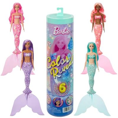 Barbie Color Reveal Mermaid Series Doll & Accessories with 6 Surprises Including Color Change & Charms (Styles May Vary), JMW61 Barbie Color Reveal Mermaid Series Doll & Accessories with 6 Surprises Including Color Change & Charms (Styles May Vary), JMW61