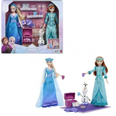 Mattel Disney Frozen Toys, Anna & Elsa Fashion Dolls in Royal Fitting Nightgowns & Slippers with Olaf Figure & 12 Accessories, Slumber Sister Set, JML08 Mattel Disney Frozen Toys, Anna & Elsa Fashion Dolls in Royal Fitting Nightgowns & Slippers with Olaf Figure & 12 Accessories, Slumber Sister Set, JML08