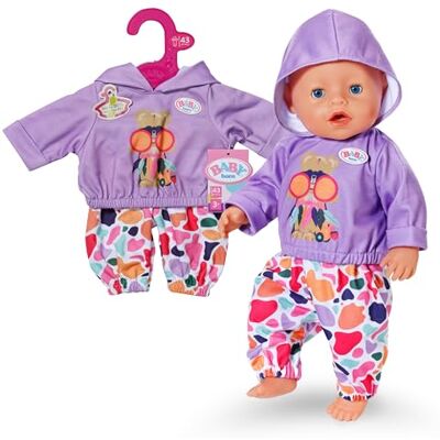 BABY born Hoodie Outfit, Purple Sweater and Colourful Trousers for 43cm Dolls, 837306 Zapf Creation BABY born Hoodie Outfit, Purple Sweater and Colourful Trousers for 43cm Dolls, 837306 Zapf Creation