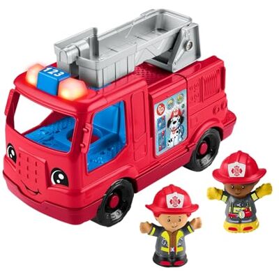 Fisher-Price Little People Toddler Toy Fire Truck Musical Push-Along Vehicle with 2 Figures for Kids Ages 1+ Years, Multilanguage Version, HYR88 Fisher-Price Little People Toddler Toy Fire Truck Musical Push-Along Vehicle with 2 Figures for Kids Ages 1+ Years, Multilanguage Version, HYR88