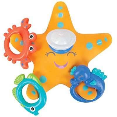Nuby Starfish Hoopla Floating Baby Bath Toy with 3 Rings, 18M+ Floating Ring Toss Game Stimulates Hand-Eye Coordination & Motor Skill Development, BPA Free for Fun Toddler Bathtime Nuby Starfish Hoopla Floating Baby Bath Toy with 3 Rings, 18M+ Floating Ring Toss Game Stimulates Hand-Eye Coordination & Motor Skill Development, BPA Free for Fun Toddler Bathtime