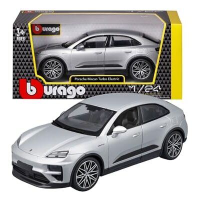 Bburago Porsche Macan 4 Electric, diecast car on a scale of 1:24, detailed replica with opening bonnet and doors, officially licensed by Porsche, random assortment, recommended age 3+ years Bburago Porsche Macan 4 Electric, diecast car on a scale of 1:24, detailed replica with opening bonnet and doors, officially licensed by Porsche, random assortment, recommended age 3+ years