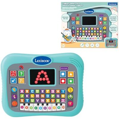 LEXIBOOK , Educational Tablet, Bilingual ENGLISH/ITALIAN, Talking Tablet with Screen to Learn the Alphabet, Numbers, and Animals, Piano and Interactive Quiz Modes, Blue, JCPAD007i5 LEXIBOOK , Educational Tablet, Bilingual ENGLISH/ITALIAN, Talking Tablet with Screen to Learn the Alphabet, Numbers, and Animals, Piano and Interactive Quiz Modes, Blue, JCPAD007i5
