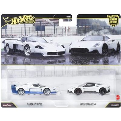 Hot Wheels Premium Toy Car Culture Maserati 2-Pack of Die-Cast Vehicles, 2004 Maserati MC12 & MC20 with Real Riders Tires & Metal/Metal Body, JHW55 Hot Wheels Premium Toy Car Culture Maserati 2-Pack of Die-Cast Vehicles, 2004 Maserati MC12 & MC20 with Real Riders Tires & Metal/Metal Body, JHW55