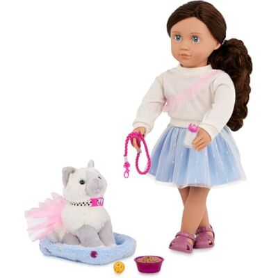 Our Generation Mindy & Pepper 18-Inch Doll & Pet Cat Set Plush Kitten Stuffed Animal Pet Bed & Care Accessories Pretend Play Toy for Kids 3 Years & Older Our Generation Mindy & Pepper 18-Inch Doll & Pet Cat Set Plush Kitten Stuffed Animal Pet Bed & Care Accessories Pretend Play Toy for Kids 3 Years & Older