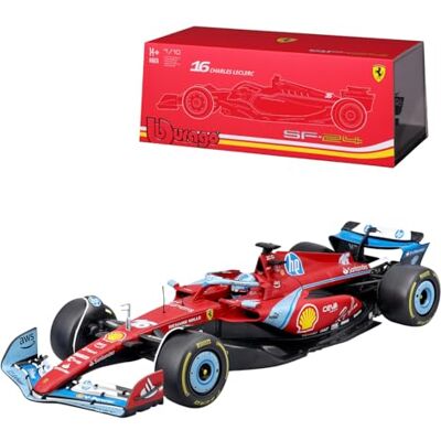 Bburago Formula 1 Ferrari SF-24 Miami Version Deluxe Edition (2024): 1:18 Scale Model Car by Driver #16 Charles Leclerc, Hard Case 35.9 cm, Red (18-16821-1) Bburago Formula 1 Ferrari SF-24 Miami Version Deluxe Edition (2024): 1:18 Scale Model Car by Driver #16 Charles Leclerc, Hard Case 35.9 cm, Red (18-16821-1)