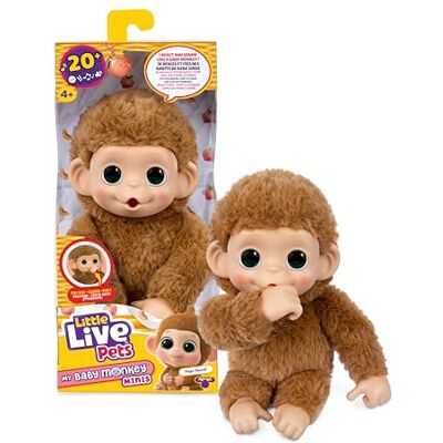 Little Live Pets Baby Monkey Minis – Pepi Peach. Interactive Pet Toy. 20+ Sounds & Reactions. Soft Brown Fur, 7.4" Tall. Super Realistic. Feed, Nurture, React. Grippy Hands & Feet. Collect All 3 Little Live Pets Baby Monkey Minis – Pepi Peach. Interactive Pet Toy. 20+ Sounds & Reactions. Soft Brown Fur, 7.4" Tall. Super Realistic. Feed, Nurture, React. Grippy Hands & Feet. Collect All 3