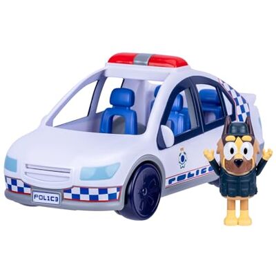 Bluey Police Car, Vehicle from the Special Episode The Sign. Includes Police Car with Flashing Lights & Sounds, Policeman Figure, and Themed Sticker Set. Batteries Included. Bluey Police Car, Vehicle from the Special Episode The Sign. Includes Police Car with Flashing Lights & Sounds, Policeman Figure, and Themed Sticker Set. Batteries Included.