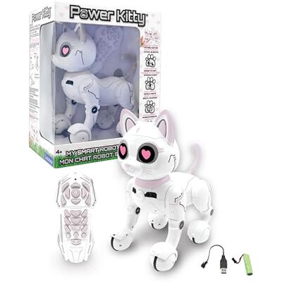 LEXIBOOK Power Kitty® Remote Control Robot Cat, Programmable Smart Robot, Light, Sound, White/Pink KITTY01 LEXIBOOK Power Kitty® Remote Control Robot Cat, Programmable Smart Robot, Light, Sound, White/Pink KITTY01