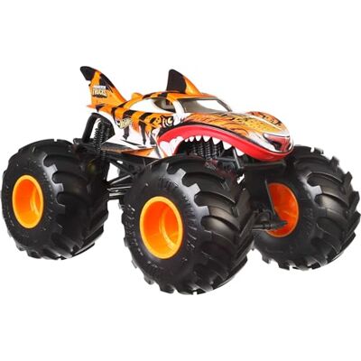 Hot Wheels Monster Trucks Tiger Shark, Oversized Monster Truck, 1:24 Scale Die-Cast Toy Truck with Giant Wheels and Cool Designs, JDR02 Hot Wheels Monster Trucks Tiger Shark, Oversized Monster Truck, 1:24 Scale Die-Cast Toy Truck with Giant Wheels and Cool Designs, JDR02