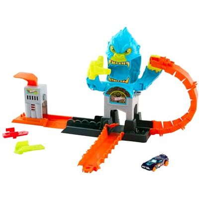 Hot Wheels Toy Car Track Set, City Gorilla Slam Attack Playset & 1:64 Scale Vehicle, Nemesis Challenge with Multiple Ways to Play, Speed Snap Track, JHL92 Hot Wheels Toy Car Track Set, City Gorilla Slam Attack Playset & 1:64 Scale Vehicle, Nemesis Challenge with Multiple Ways to Play, Speed Snap Track, JHL92