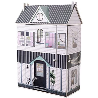Olivia's Little World Dreamland Farmhouse 3-Story Wooden Doll House with Retractable Roof and Sides and 11-pc. Accessory Set for 12" Dolls, White/Black Olivia's Little World Dreamland Farmhouse 3-Story Wooden Doll House with Retractable Roof and Sides and 11-pc. Accessory Set for 12" Dolls, White/Black
