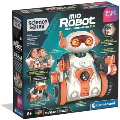 Clementoni Science Museum Mio Robot 2.0 – Build and Code Your Own Interactive Robot with Magnetic Arm for Kids 8+ Clementoni Science Museum Mio Robot 2.0 – Build and Code Your Own Interactive Robot with Magnetic Arm for Kids 8+