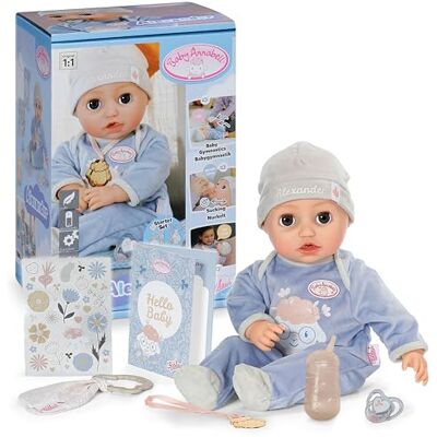 Baby Annabell Interactive Alexander 43cm Soft bodied baby doll with realistic movements, sounds & accessories Suitable for Children Aged 3+ Baby Annabell Interactive Alexander 43cm Soft bodied baby doll with realistic movements, sounds & accessories Suitable for Children Aged 3+