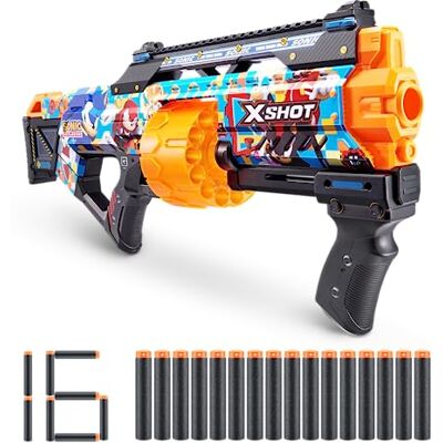 XSHOT Skins Last Stand Blaster Modern Sonic Skin by ZURU Sonic the Hedgehog Design with 16 Darts, Slam Fire Action, Air Pocket Dart Technology, Toy Foam Blaster for Kids, Teens and Adults XSHOT Skins Last Stand Blaster Modern Sonic Skin by ZURU Sonic the Hedgehog Design with 16 Darts, Slam Fire Action, Air Pocket Dart Technology, Toy Foam Blaster for Kids, Teens and Adults