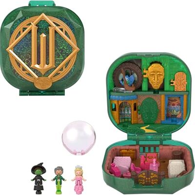 Polly Pocket x Wicked Collector Compact, Micro Dolls and Playset, 2 Themed Accessories, Iconic Shiz & Oz Locations, Glinda, Elphaba, & The Wizard, JFV04 Polly Pocket x Wicked Collector Compact, Micro Dolls and Playset, 2 Themed Accessories, Iconic Shiz & Oz Locations, Glinda, Elphaba, & The Wizard, JFV04