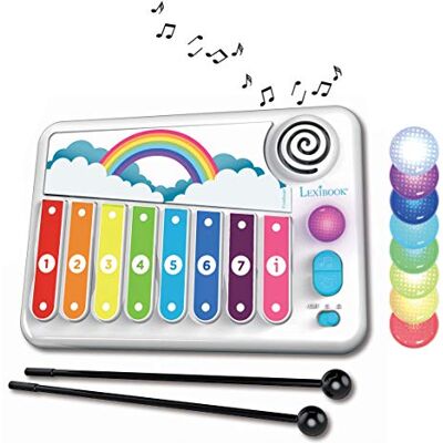 LEXIBOOK , Xylofun, Electronic and educational xylophone for children, musical toy game, 8 keys, light guiding, 2 mallets included, white/blue, K340 LEXIBOOK , Xylofun, Electronic and educational xylophone for children, musical toy game, 8 keys, light guiding, 2 mallets included, white/blue, K340