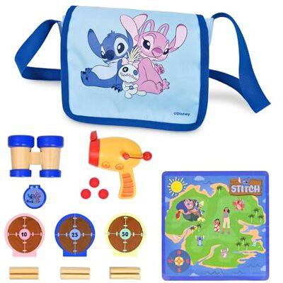 Lilo and Stitch Disney Lilo & Stitch Adventure Bag Playset for Kids – 11 Piece Wooden Role Play Travel Set with Binoculars, Map, Toy Launcher, Targets & Carry Shoulder Bag – Educational Pretend Play Toy Age 3+ Lilo and Stitch Disney Lilo & Stitch Adventure Bag Playset for Kids – 11 Piece Wooden Role Play Travel Set with Binoculars, Map, Toy Launcher, Targets & Carry Shoulder Bag – Educational Pretend Play Toy Age 3+