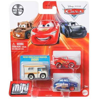 Mattel Disney and Pixar Cars Toy Cars 3-Pack (Assorted Styles, One Random Set), Set of 3 Mini Racers Vehicles from the Movies & Streaming Series, GKG01 Mattel Disney and Pixar Cars Toy Cars 3-Pack (Assorted Styles, One Random Set), Set of 3 Mini Racers Vehicles from the Movies & Streaming Series, GKG01