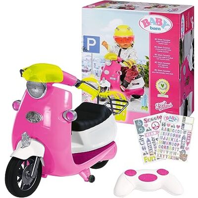 BABY born Glam RC Scooter for 43cm Dolls Remote Control Toy Easy for Small Hands, Creative Play Promotes Empathy & Social Skills For Toddlers 3 Years & Up Includes Two Sticker Sheets BABY born Glam RC Scooter for 43cm Dolls Remote Control Toy Easy for Small Hands, Creative Play Promotes Empathy & Social Skills For Toddlers 3 Years & Up Includes Two Sticker Sheets