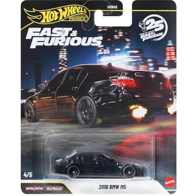 Hot Wheels Cars, Premium Fast & Furious, 2010 BMW M5, 1:64 Scale Die-Cast Car for Collectors Inspired by Movie Franchise, JHW62 Hot Wheels Cars, Premium Fast & Furious, 2010 BMW M5, 1:64 Scale Die-Cast Car for Collectors Inspired by Movie Franchise, JHW62