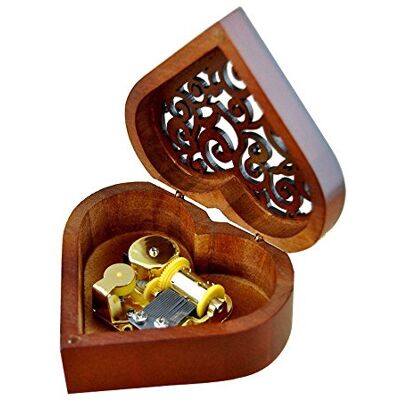 WESTONETEK Heart Shape Vintage Wood Carved Mechanism Musical Box Wind Up Music Box Gift For Christmas/Birthday/Valentine's day, Melody Castle in the Sky WESTONETEK Heart Shape Vintage Wood Carved Mechanism Musical Box Wind Up Music Box Gift For Christmas/Birthday/Valentine's day, Melody Castle in the Sky