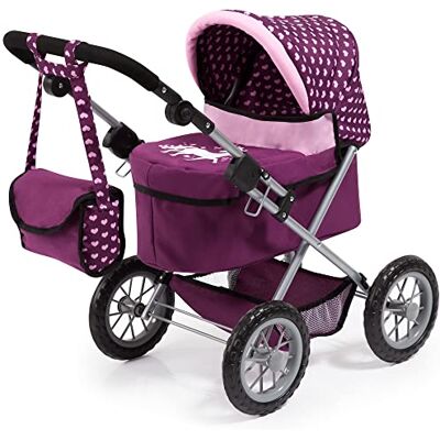 Bayer Design 13037AA Dolls pram stroller Trendy, height-adjustable handle, foldable, big wheels, bag, integrated basket for girls and boys, 3+ age Bayer Design 13037AA Dolls pram stroller Trendy, height-adjustable handle, foldable, big wheels, bag, integrated basket for girls and boys, 3+ age