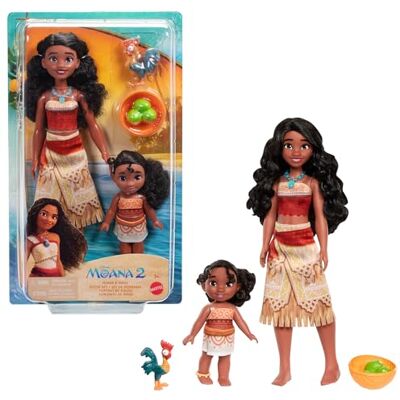 Mattel Disney Vaiana 2 Toys, Sister Set with 2 Fashion Dolls in Signature Looks, Heihei Pet, Coconut & Basket Accessories, Inspired by the Movie, JBT66 Mattel Disney Vaiana 2 Toys, Sister Set with 2 Fashion Dolls in Signature Looks, Heihei Pet, Coconut & Basket Accessories, Inspired by the Movie, JBT66