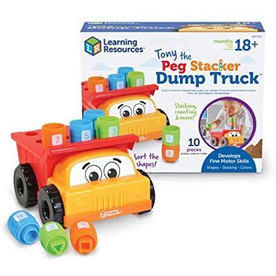 Learning Resources Tony the Peg Stacker Dump Truck, 10 Pieces, Ages 18+ months Fine Motor Skills Toy for Toddlers, Preschool Toys, LER9133, Multicolor Learning Resources Tony the Peg Stacker Dump Truck, 10 Pieces, Ages 18+ months Fine Motor Skills Toy for Toddlers, Preschool Toys, LER9133, Multicolor
