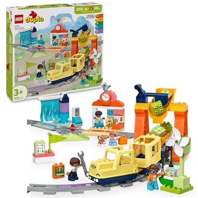 Lego DUPLO Big Interactive Community Train Set Toddler Learning Toys for 3+ Year Old Boys & Girls incl. a Push & Go Train Toy with Sounds and Lights, plus 16 Track Pieces & 4 Figures 10428 Lego DUPLO Big Interactive Community Train Set Toddler Learning Toys for 3+ Year Old Boys & Girls incl. a Push & Go Train Toy with Sounds and Lights, plus 16 Track Pieces & 4 Figures 10428