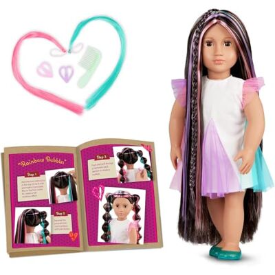 Our Generation Tina -inchFrom Hair to There-inch Lifelike Brown Eyes & Ultra-Long Rainbow Hair Extendable Braid & Styling Accessories Pretend Play Toy for Kids 3 Years + Our Generation Tina -inchFrom Hair to There-inch Lifelike Brown Eyes & Ultra-Long Rainbow Hair Extendable Braid & Styling Accessories Pretend Play Toy for Kids 3 Years +