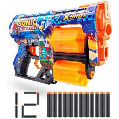 XSHOT Skins Dread, Sonic the Hedgehog, Foam Dart Blaster (12 Dart) Air Pocket Dart Technology, Major Brand Compatible, Toy Foam Dart Blaster for Kids, Teens, Adults, Frustration Free Packaging XSHOT Skins Dread, Sonic the Hedgehog, Foam Dart Blaster (12 Dart) Air Pocket Dart Technology, Major Brand Compatible, Toy Foam Dart Blaster for Kids, Teens, Adults, Frustration Free Packaging