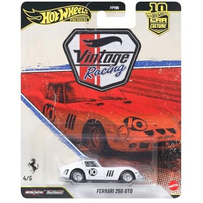 Hot Wheels Ferrari 250 GTO Car Culture Vehicle, Premium 1:64 Scale Die-Cast Toy Car with Real Riders Tires & Metal/Metal Body & Chassis, JKF25 Hot Wheels Ferrari 250 GTO Car Culture Vehicle, Premium 1:64 Scale Die-Cast Toy Car with Real Riders Tires & Metal/Metal Body & Chassis, JKF25