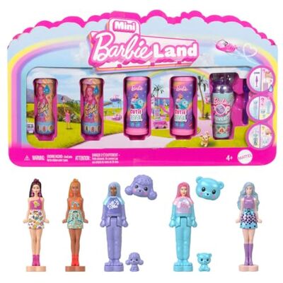 Barbie Mini Land 5-Pack Pop Reveal Dolls, 1.5-inch Mini Doll with Surprise Reveal & Sensory Play Piece (Styles May Vary), JGL29 Barbie Mini Land 5-Pack Pop Reveal Dolls, 1.5-inch Mini Doll with Surprise Reveal & Sensory Play Piece (Styles May Vary), JGL29