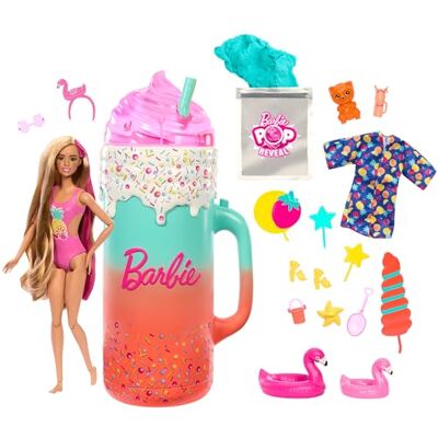 Barbie Pop Reveal Rise & Surprise Gift Set Over 15 Surprises, Includes 1 Doll, Beach Accessories, for Fruity Cheeky Fun, for Children from 3 Years, HRK57 Barbie Pop Reveal Rise & Surprise Gift Set Over 15 Surprises, Includes 1 Doll, Beach Accessories, for Fruity Cheeky Fun, for Children from 3 Years, HRK57