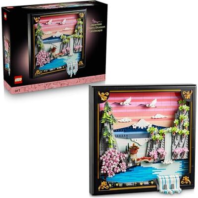 Lego Art Japanese Cherry Blossom Landscape DIY Miniature Model Kit for Adults 3D Wall Art in Shadow Box Frame w/Mount Fuji, Sakura & Textured Waterfall Gift Idea 31218 Lego Art Japanese Cherry Blossom Landscape DIY Miniature Model Kit for Adults 3D Wall Art in Shadow Box Frame w/Mount Fuji, Sakura & Textured Waterfall Gift Idea 31218