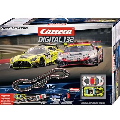 Carrera Digital 132 Grid Masters 1:32 Scale, 5.7 Metres, With Ferrari 296 GT3 Vista AF Corse No.55 and Mercedes-AMG GT3 Evo Getspeed No.2, UK Plug Version Carrera Digital 132 Grid Masters 1:32 Scale, 5.7 Metres, With Ferrari 296 GT3 Vista AF Corse No.55 and Mercedes-AMG GT3 Evo Getspeed No.2, UK Plug Version
