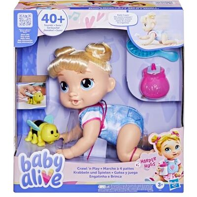 Baby Alive Crawl 'n Play Harper Hugs Electronic Crawling Baby Doll Set, Blonde Hair, Kids Toys for Girls & Boys 3 Years & Up, 27 cm/10.75 inches Baby Alive Crawl 'n Play Harper Hugs Electronic Crawling Baby Doll Set, Blonde Hair, Kids Toys for Girls & Boys 3 Years & Up, 27 cm/10.75 inches