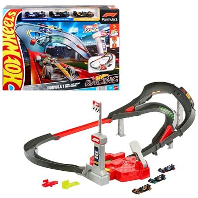 Hot Wheels Toy Car Track Set, 3 Formula 1 Die-Cast Vehicles in 1:64 Scale: McLaren F1 Team, Alpine & VCARB, Sprint Race Circuit (Teams May Vary), JDY15 Hot Wheels Toy Car Track Set, 3 Formula 1 Die-Cast Vehicles in 1:64 Scale: McLaren F1 Team, Alpine & VCARB, Sprint Race Circuit (Teams May Vary), JDY15