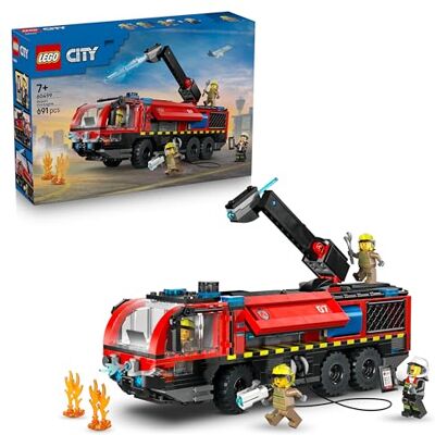 Lego City Airport Fire Engine Truck Toy Emergency Vehicle Model Kit w/ 4 Firefighter Minifigures Birthday Gift Idea for 7+ Year Old Boys & Engineering Fans 60499 Lego City Airport Fire Engine Truck Toy Emergency Vehicle Model Kit w/ 4 Firefighter Minifigures Birthday Gift Idea for 7+ Year Old Boys & Engineering Fans 60499
