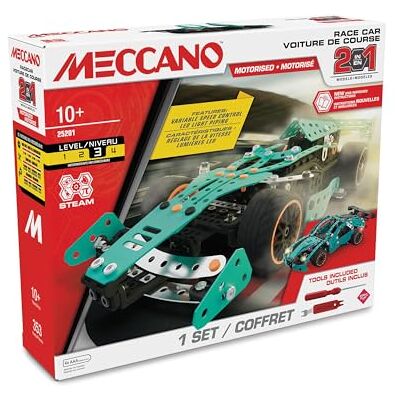 BANDAI Meccano Racing Car 2-in-1 Construction Set 2 Models Formula 1-353 Parts, Tools, Instructions Activity Kit Assembly F1 Cars/Supercar Toy from 10 Years APM20108 BANDAI Meccano Racing Car 2-in-1 Construction Set 2 Models Formula 1-353 Parts, Tools, Instructions Activity Kit Assembly F1 Cars/Supercar Toy from 10 Years APM20108