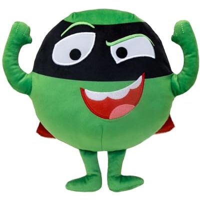 Supertato Talking Evil Pea Teddy Bear, from the books & Cbeebies series, Green. Supertato Talking Evil Pea Teddy Bear, from the books & Cbeebies series, Green.